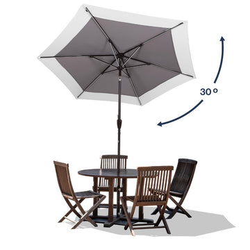 Spencer 9 ft. Classic Coastal 2-Tone Solar LED Market Patio Umbrella - JONATHAN Y